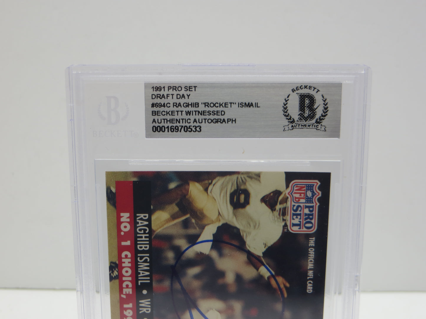 1991 PRO SET DRAFT DAY #694C RAGHIB "ROCKET" ISMAIL BGS AUTO