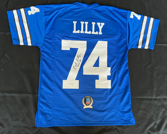 BOB LILLY SIGNED BLUE JERSEY Size M Dallas Cowboys w/HOF 80 BAS COA