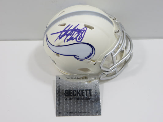 ADRIAN PETERSON MINNESOTA VIKINGS SIGNED Mini Helmet OKLAHOMA SOONERS BAS