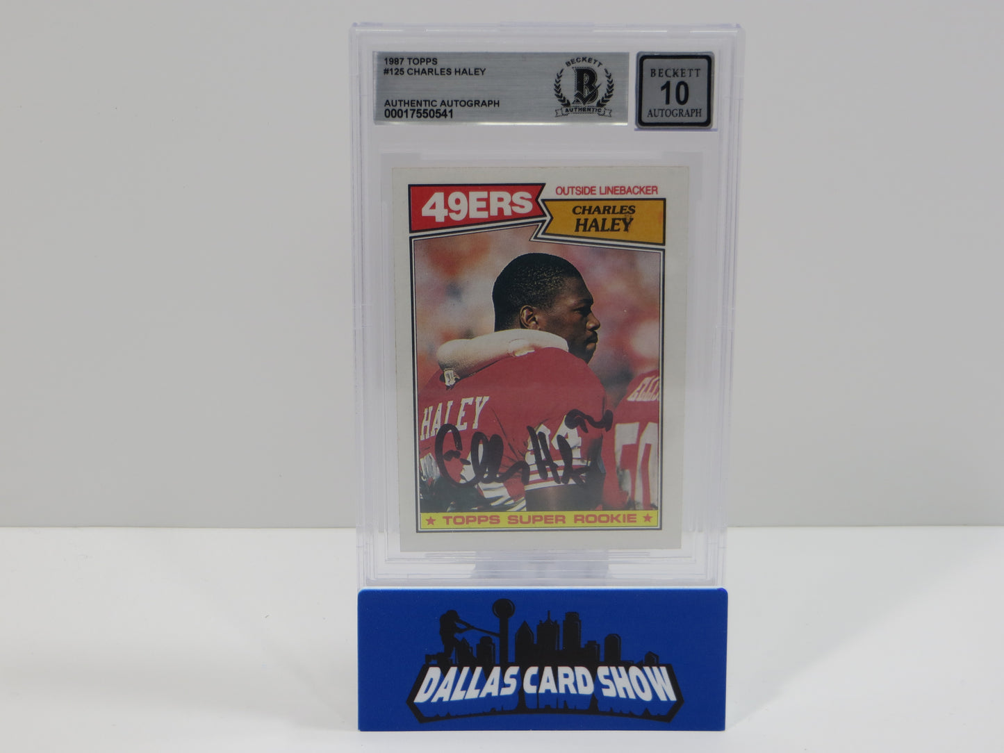 CHARLES HALEY SIGNED 1987 TOPPS #125 COWBOYS 49ers BGS BAS SLAB AUTO 10