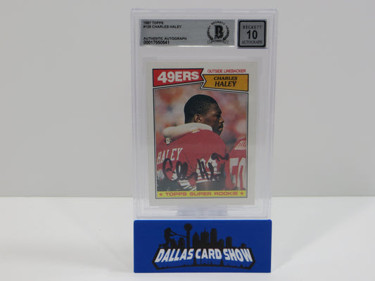 CHARLES HALEY SIGNED 1987 TOPPS #125 COWBOYS 49ers BGS BAS SLAB AUTO 10
