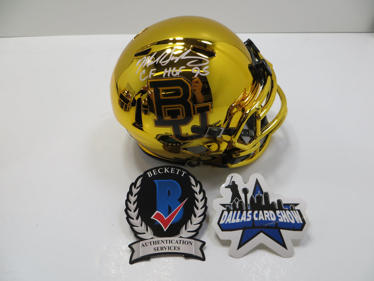 MIKE SINGLETARY BAYLOR BEARS SIGNED Chrome MINI HELMET w/CFHOF95 Chicago BAS
