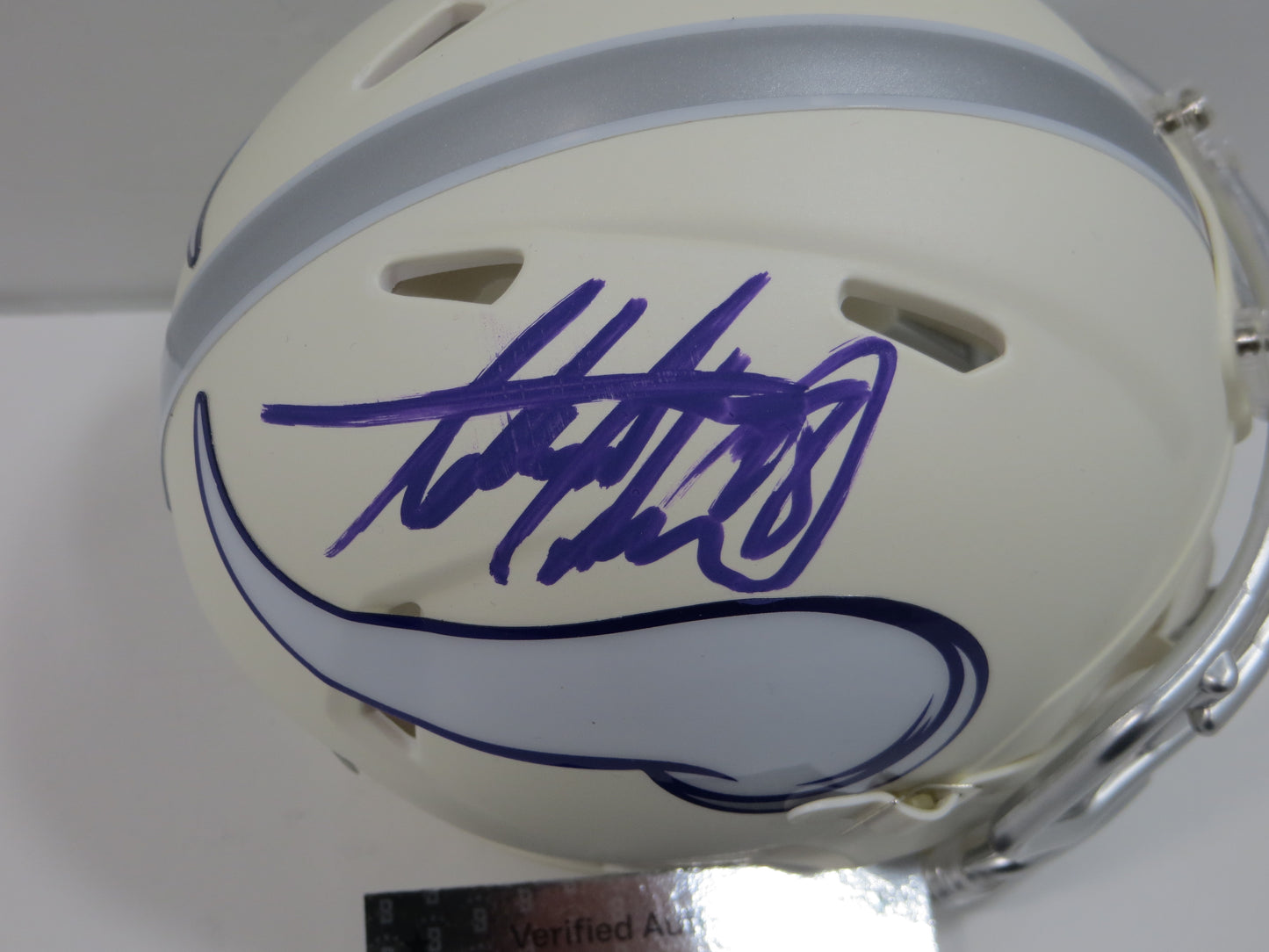 ADRIAN PETERSON MINNESOTA VIKINGS SIGNED Mini Helmet OKLAHOMA SOONERS BAS