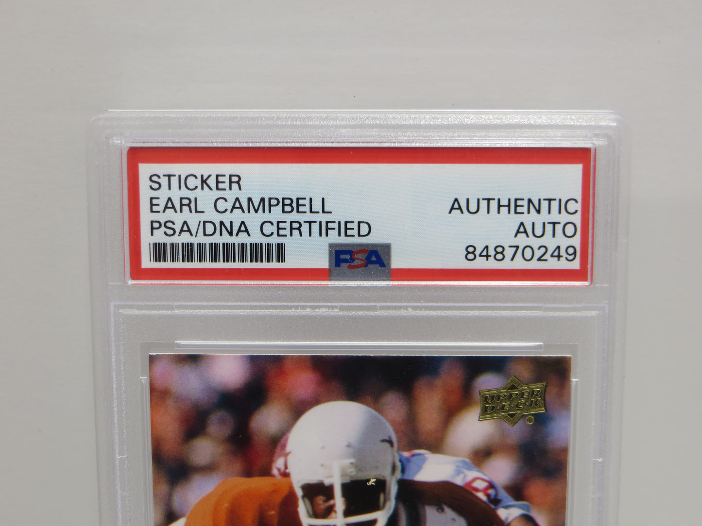 EARL CAMPBELL SIGNED 2015 UPPER DECK #38 Football Card PSA SLAB Authentic AUTO