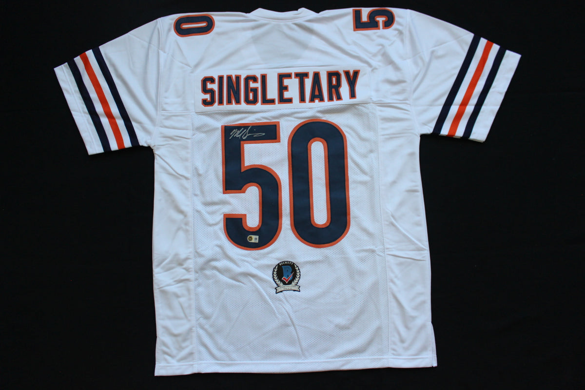 MIKE SINGLETARY CHICAGO BEARS SIGNED WHITE JERSEY Baylor Bears BAS COA