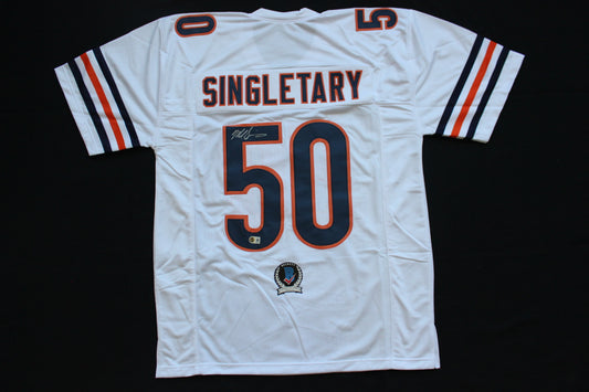 MIKE SINGLETARY CHICAGO BEARS SIGNED WHITE JERSEY Baylor Bears BAS COA