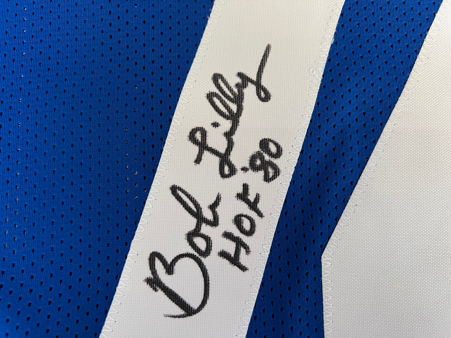 BOB LILLY SIGNED BLUE JERSEY Size M Dallas Cowboys w/HOF 80 BAS COA