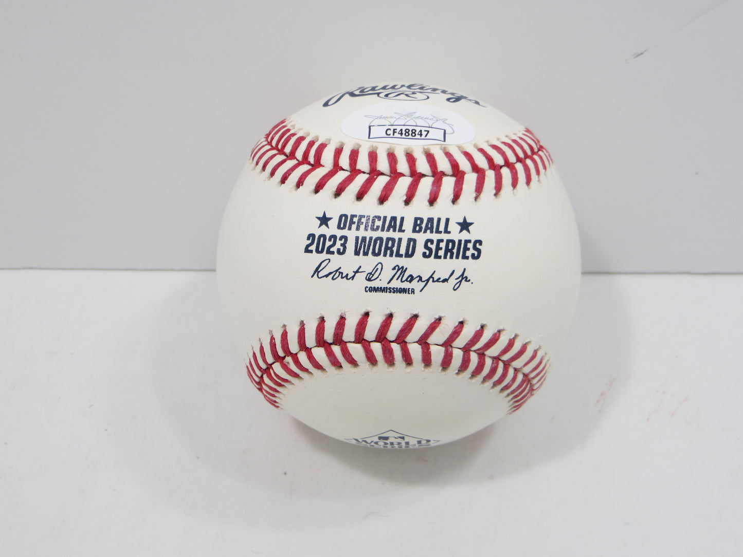 BRUCE BOCHY SIGNED Rawlings 2023 World Series BASEBALL w/INSC Texas Rangers JSA
