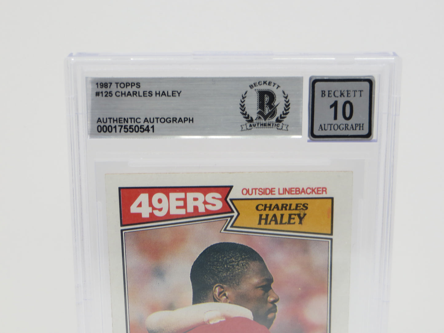 CHARLES HALEY SIGNED 1987 TOPPS #125 COWBOYS 49ers BGS BAS SLAB AUTO 10