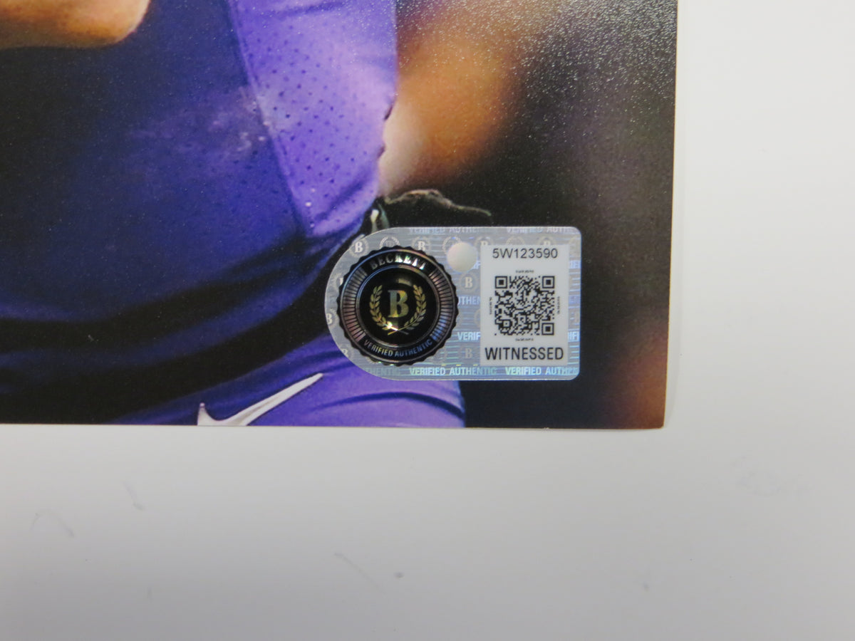 MAX DUGGAN TCU HORNED FROGS SIGNED Purple Jersey 8x10 PHOTO BAS