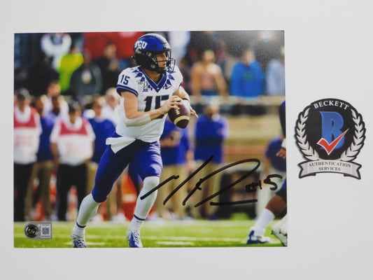 MAX DUGGAN TCU HORNED FROGS SIGNED White Jersey 8x10 PHOTO BAS