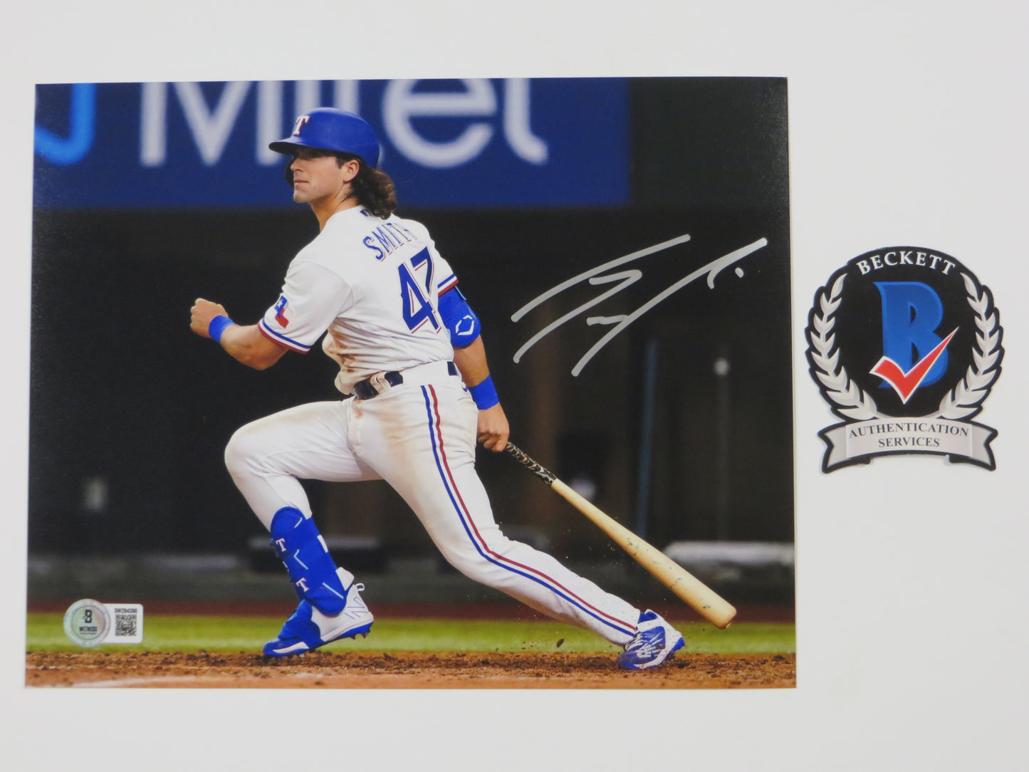 JOSH SMITH TEXAS RANGERS SIGNED 8x10 PHOTO Globe Life Field At-Bat BAS COA