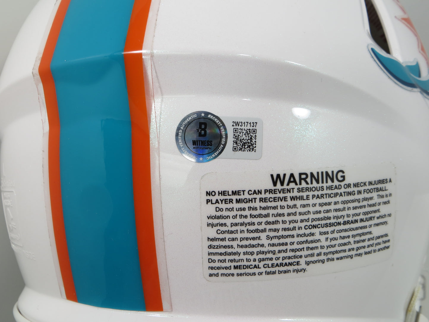 DE'VON ACHANE SIGNED MIAMI DOLPHINS SPEED AUTHENTIC FULL SIZE HELMET BAS