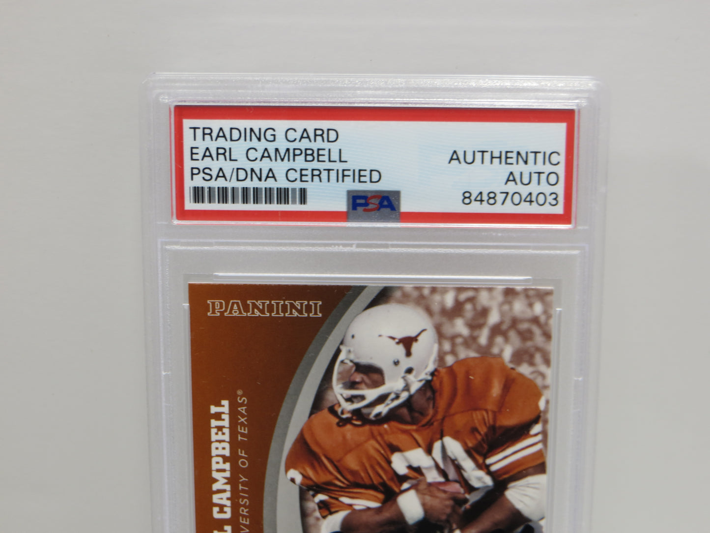 EARL CAMPBELL SIGNED 2015 PANINI COLLEGE #20 Football Card PSA SLAB Authentic AUTO