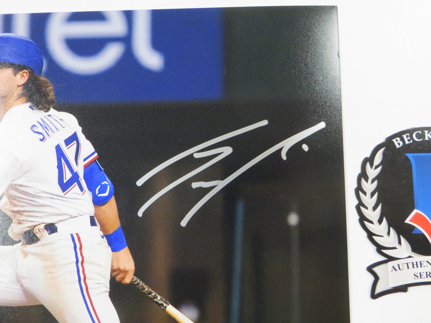 JOSH SMITH TEXAS RANGERS SIGNED 8x10 PHOTO Globe Life Field At-Bat BAS COA