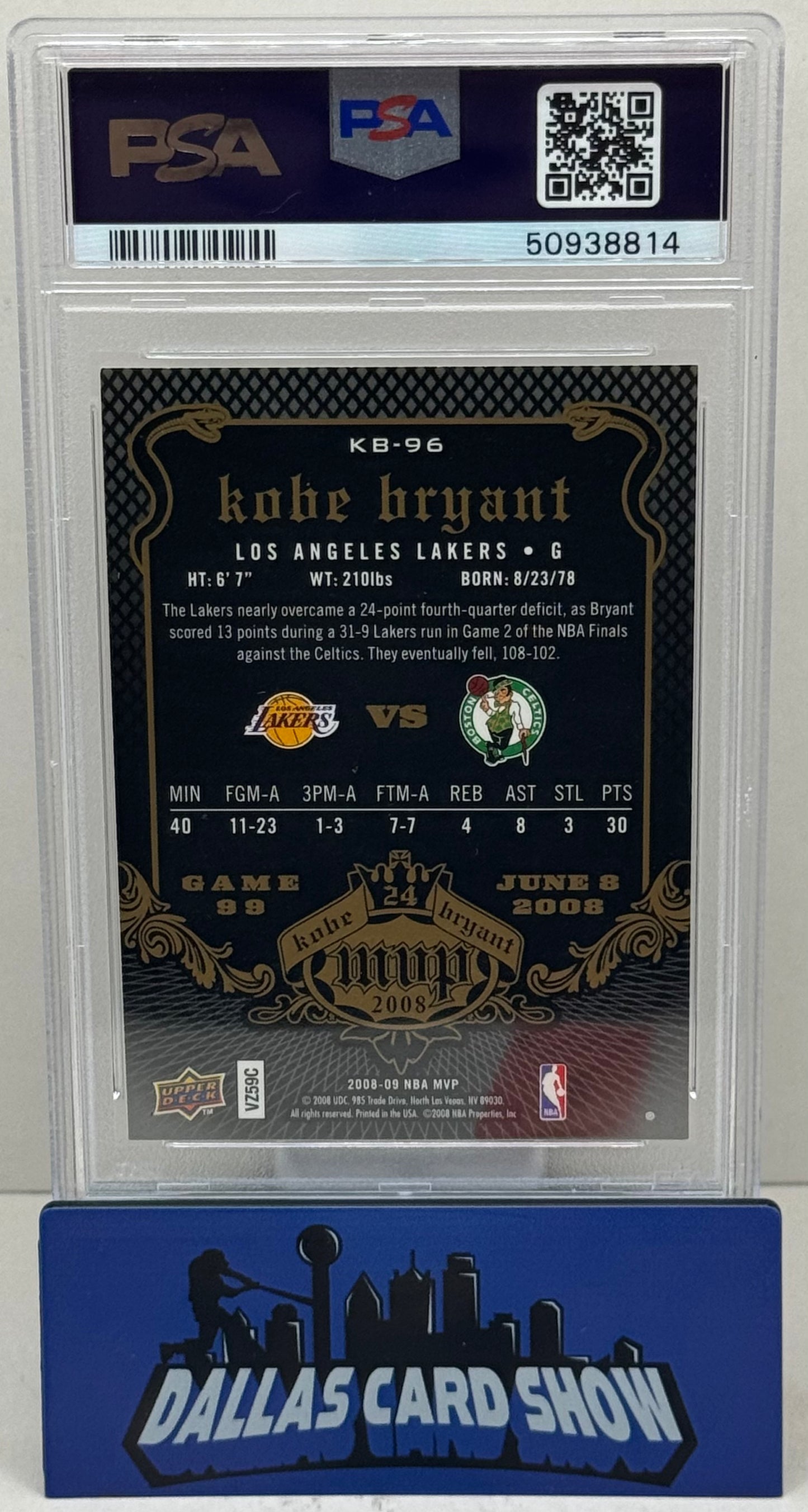 2008 Upper Deck MVP #96 Kobe Bryant Kobe MVP PSA 8