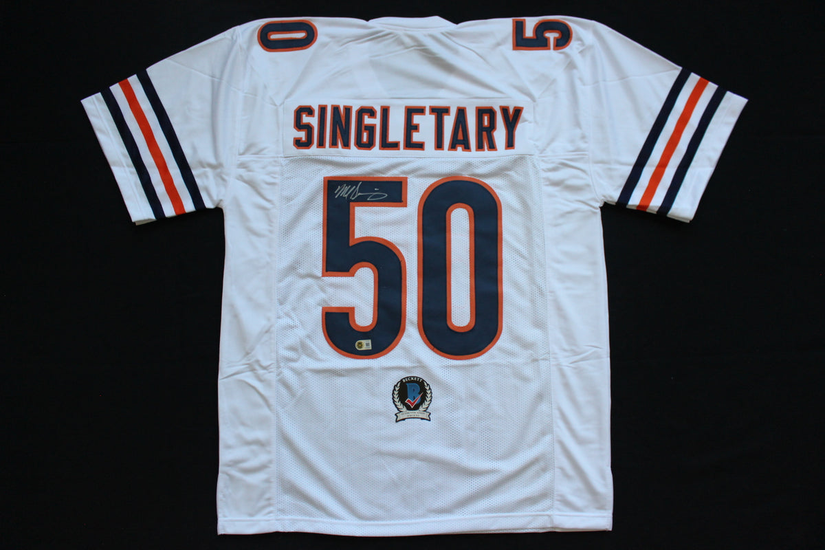 MIKE SINGLETARY CHICAGO BEARS SIGNED WHITE JERSEY Baylor Bears BAS COA