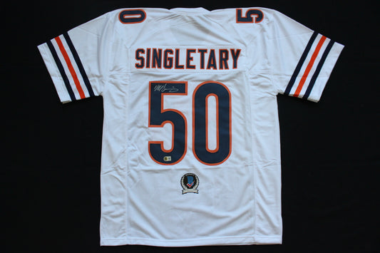 MIKE SINGLETARY CHICAGO BEARS SIGNED WHITE JERSEY Baylor Bears BAS COA