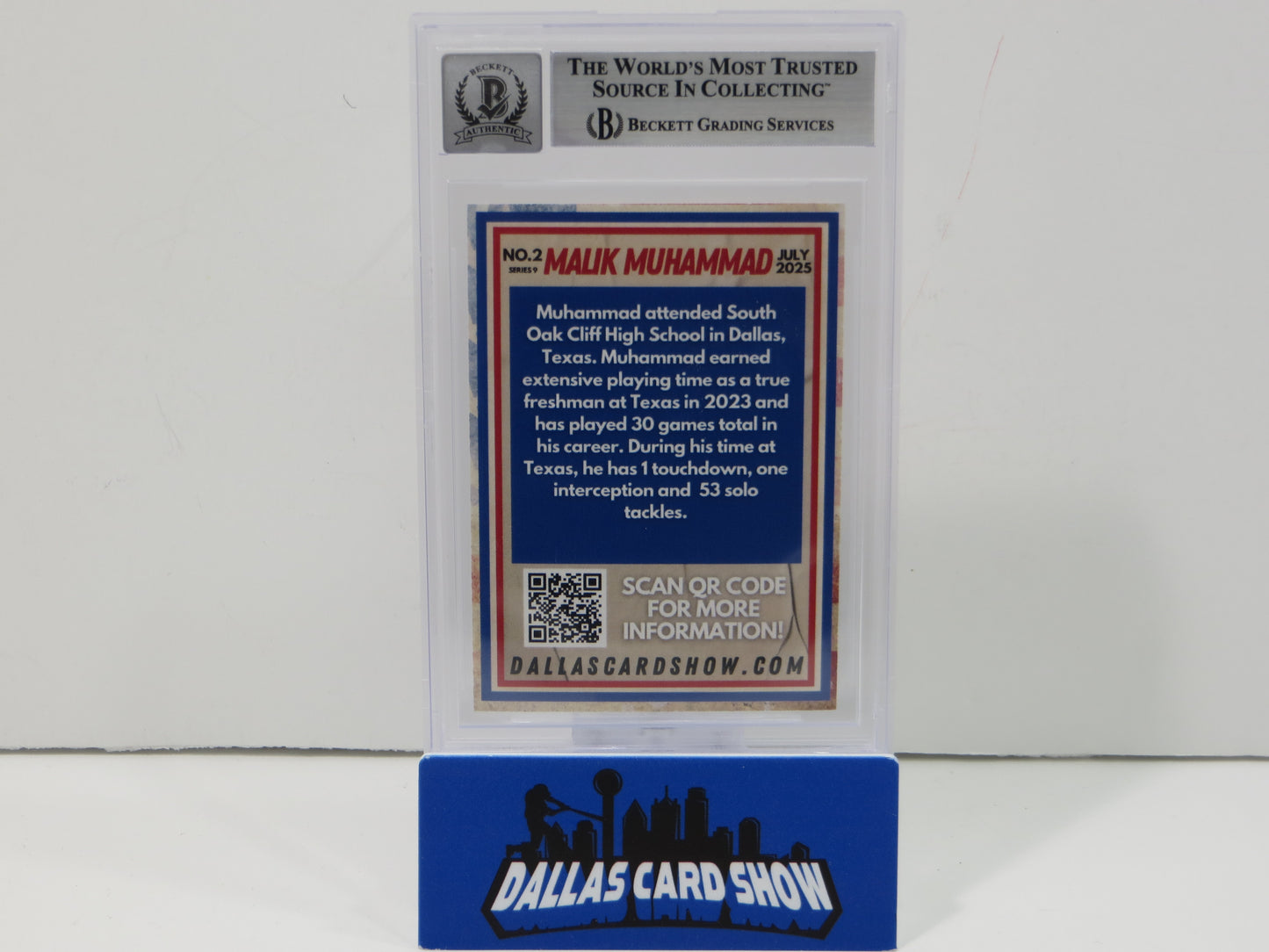 2025 Dallas Card Show Series 9 MALIK MUHAMMAD SIGNED Texas Longhorns BGS 10 Auto