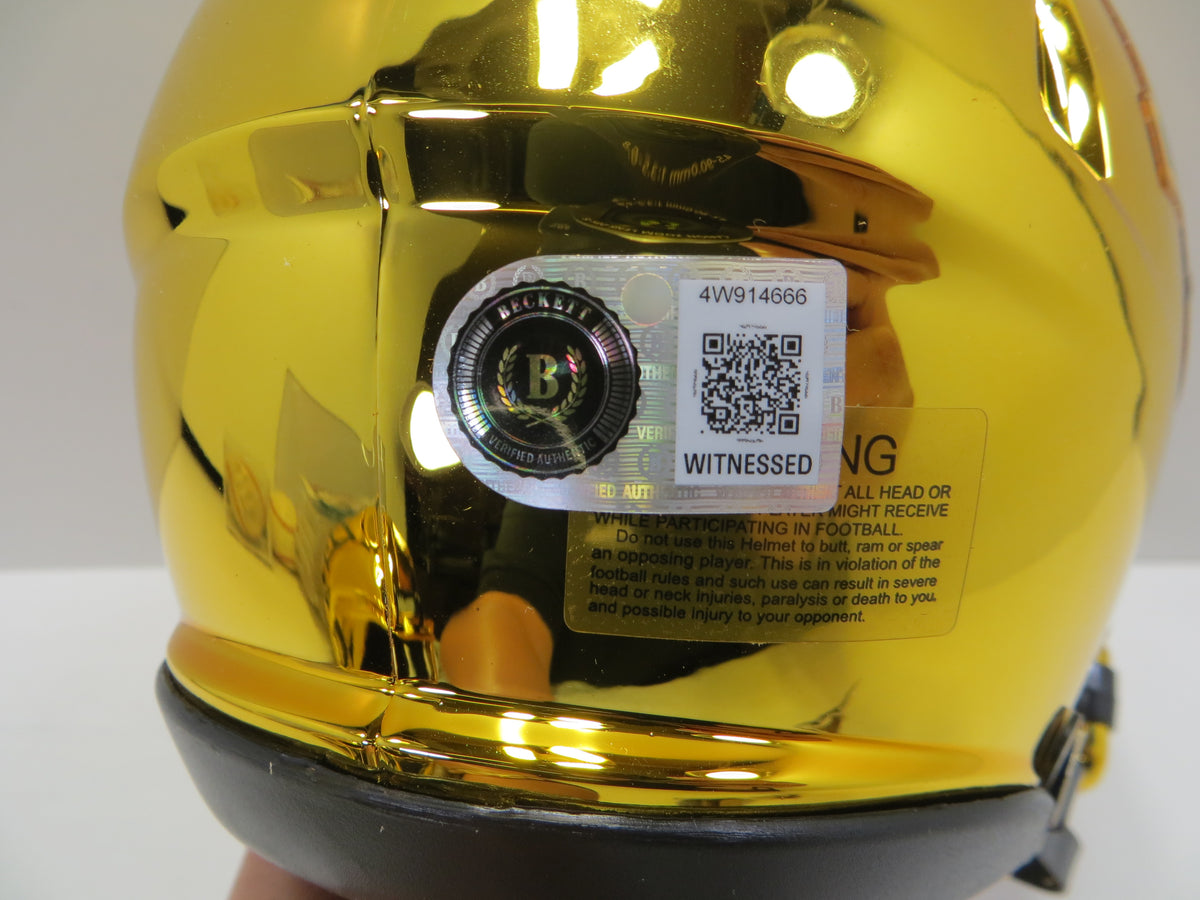 MIKE SINGLETARY BAYLOR BEARS SIGNED Chrome MINI HELMET w/CFHOF95 Chicago BAS