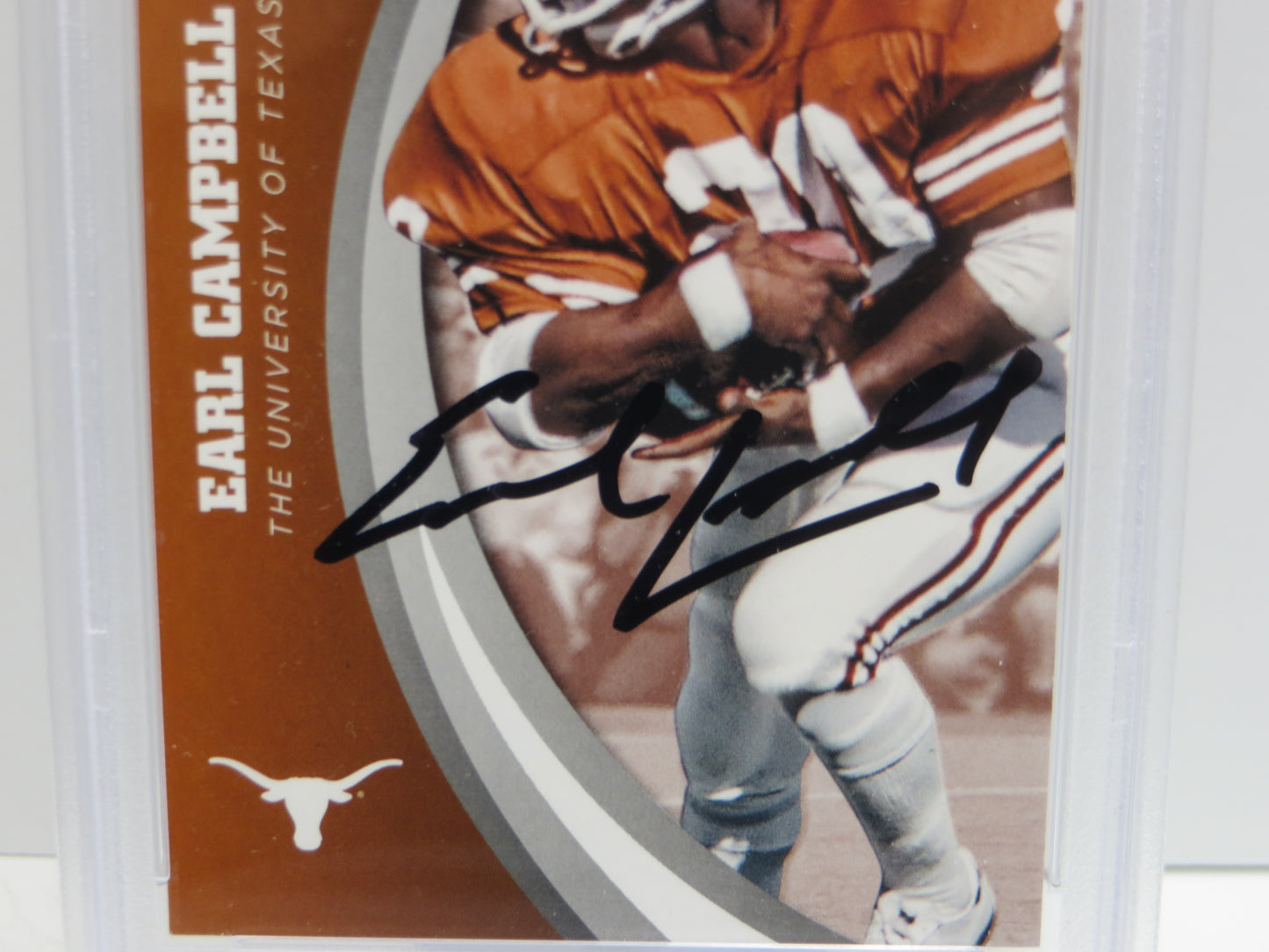 EARL CAMPBELL SIGNED 2015 PANINI COLLEGE #20 Football Card PSA SLAB Authentic AUTO