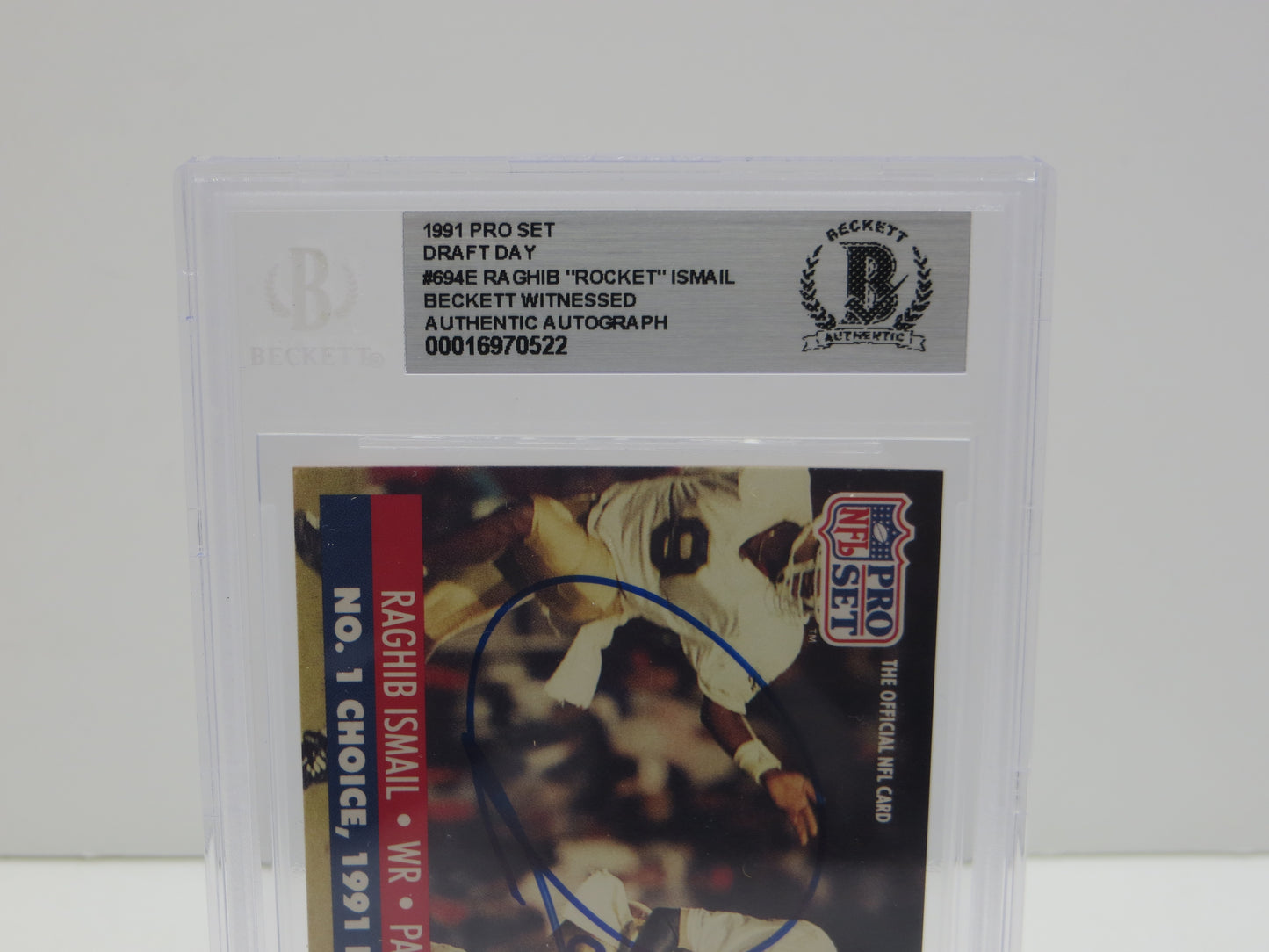 1991 PRO SET DRAFT DAY #694E RAGHIB "ROCKET" ISMAIL BGS 10 AUTO