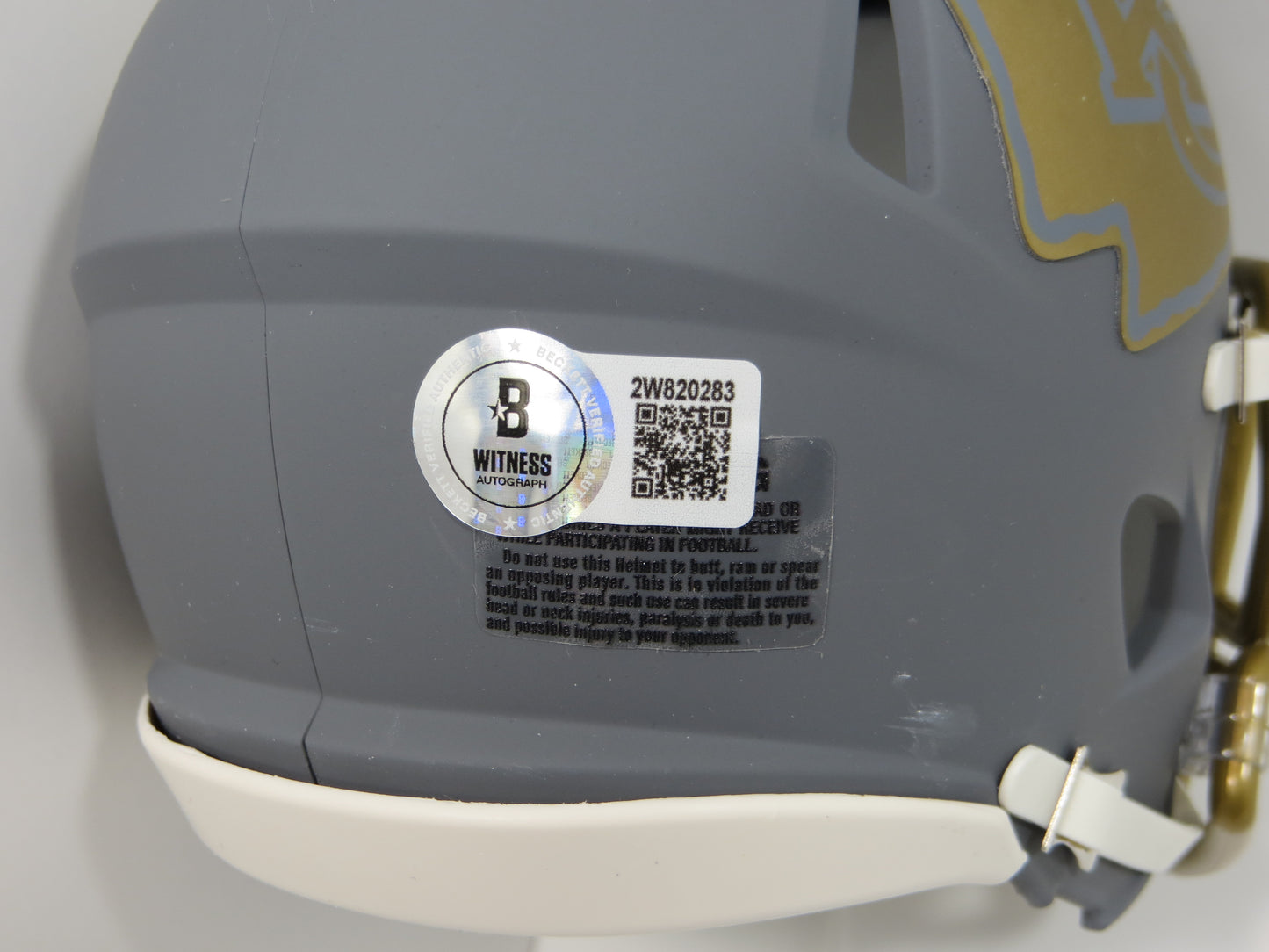 PAT PATRICK MAHOMES SR. KANSAS CITY CHIEFS SIGNED SLATE HELMET w/INSC BAS