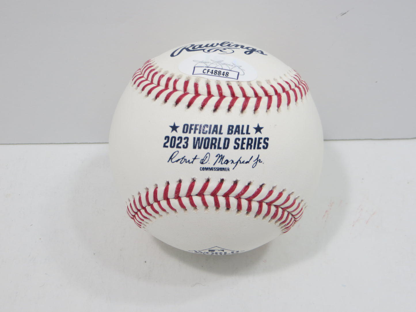 BRUCE BOCHY SIGNED Rawlings 2023 World Series BASEBALL w/INSC Texas Rangers JSA