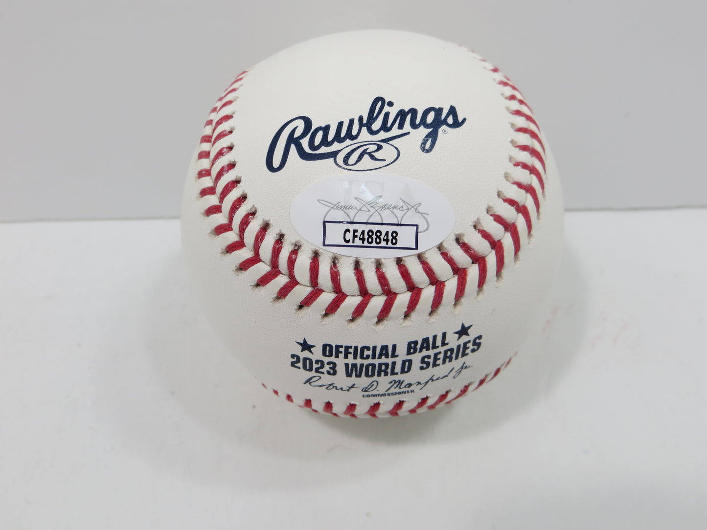 BRUCE BOCHY SIGNED Rawlings 2023 World Series BASEBALL w/INSC Texas Rangers JSA