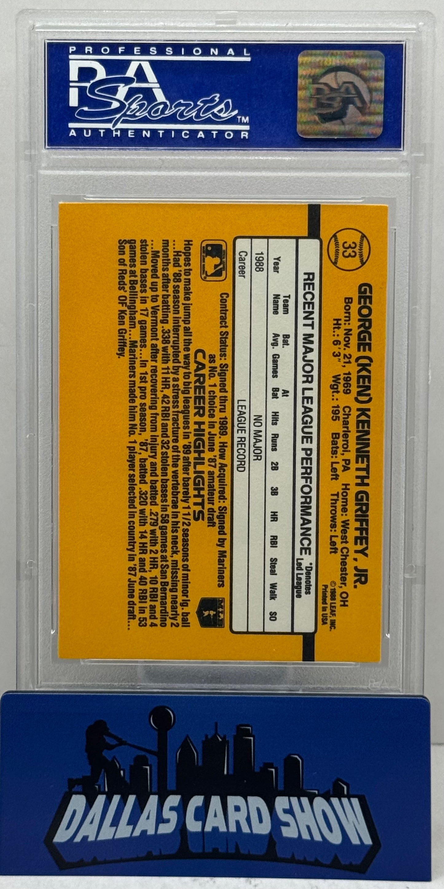 1989 Donruss #33 Ken Griffey Jr Rookie RC PSA 9