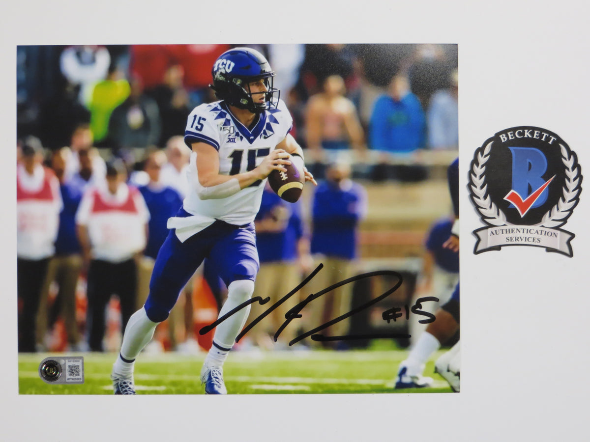 MAX DUGGAN TCU HORNED FROGS SIGNED White Jersey 8x10 PHOTO BAS