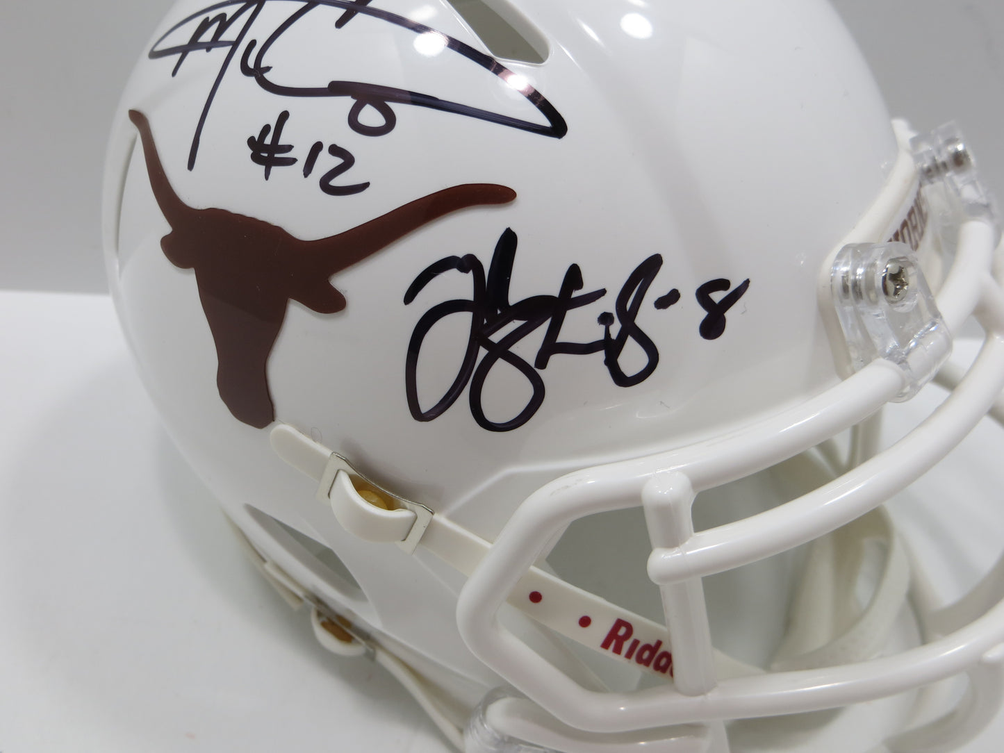 COLT McCOY JORDAN SHIPLEY SIGNED TEXAS LONGHORNS Riddell MINI HELMET BAS