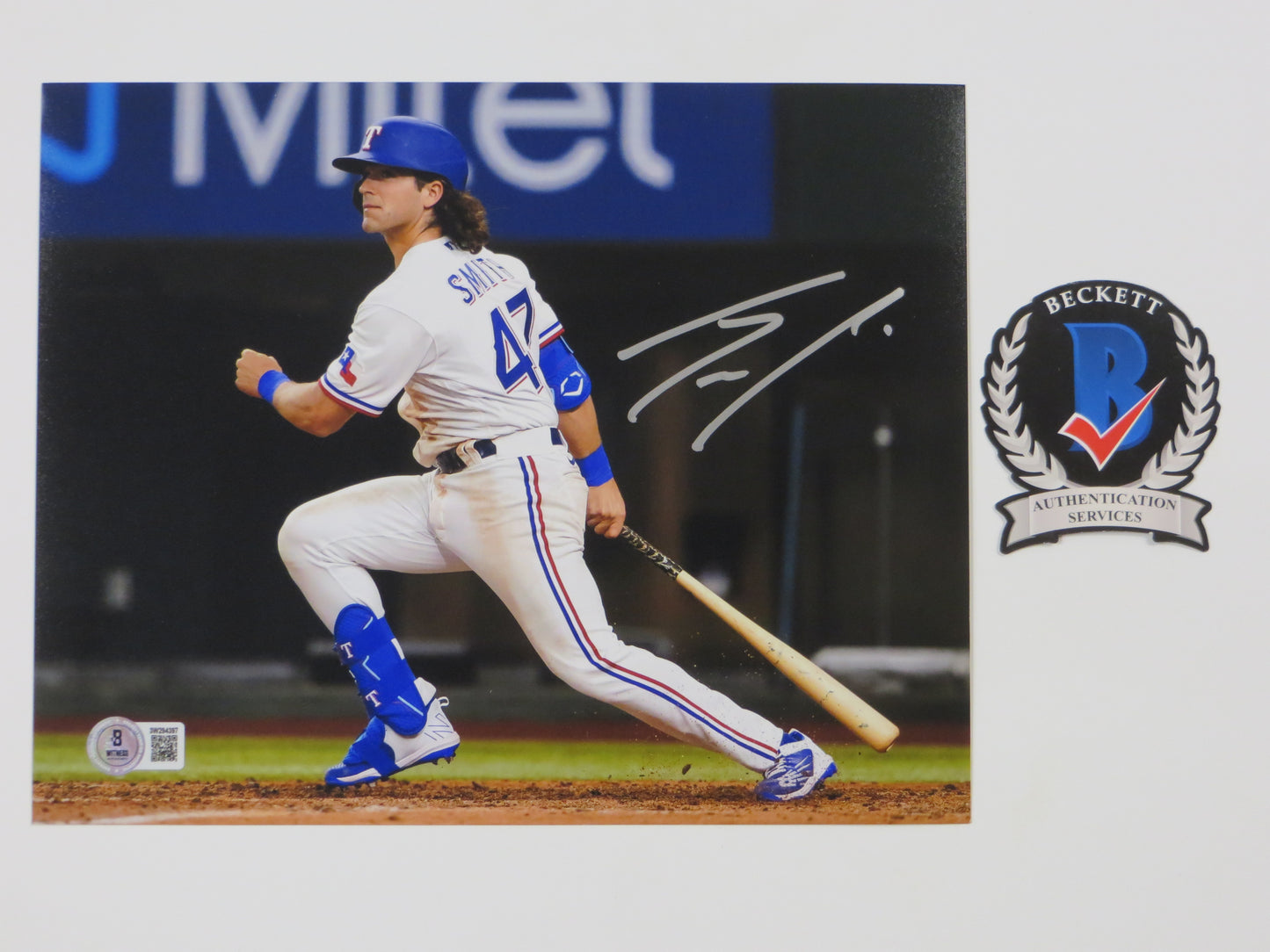 JOSH SMITH TEXAS RANGERS SIGNED 8x10 PHOTO Globe Life Field At-Bat BAS COA