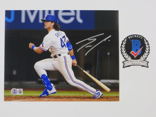 JOSH SMITH TEXAS RANGERS SIGNED 8x10 PHOTO Globe Life Field At-Bat BAS COA