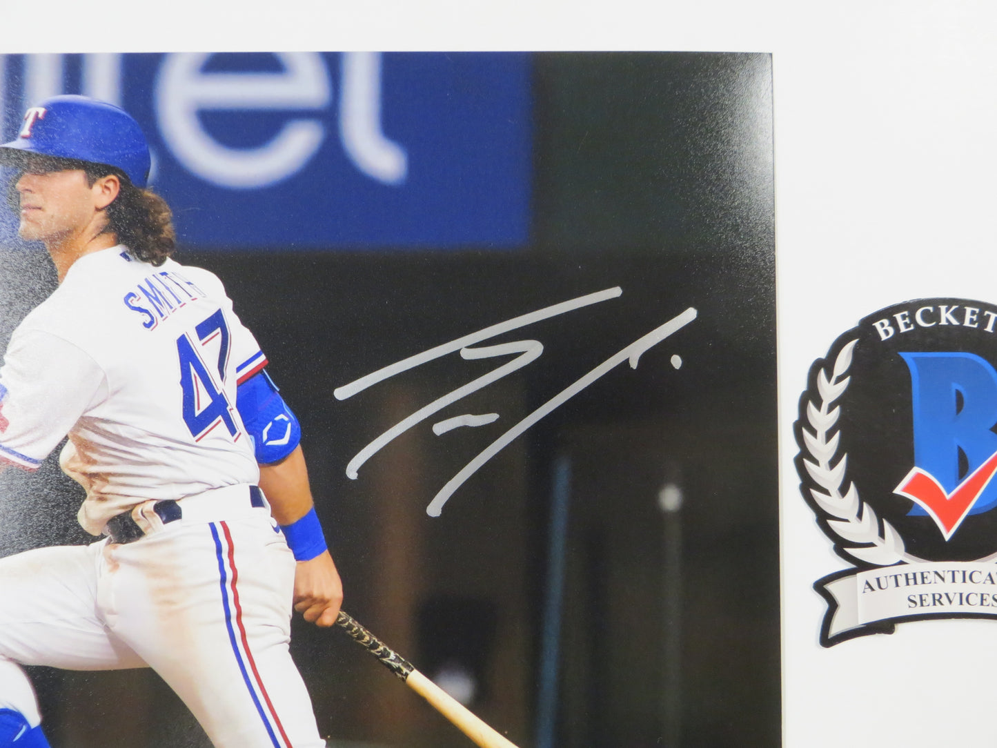 JOSH SMITH TEXAS RANGERS SIGNED 8x10 PHOTO Globe Life Field At-Bat BAS COA