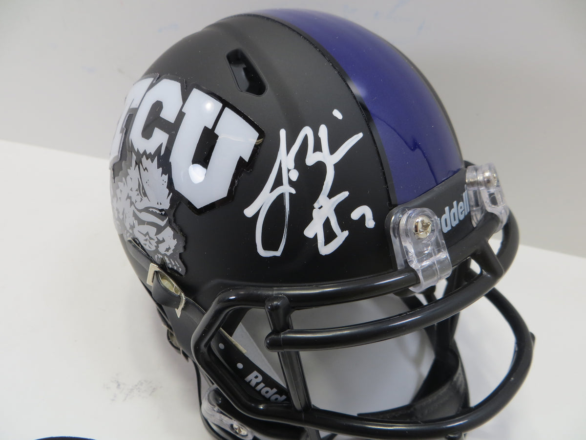 TREVONE BOYKIN TCU HORNED FROGS SIGNED Black MINI HELMET BAS