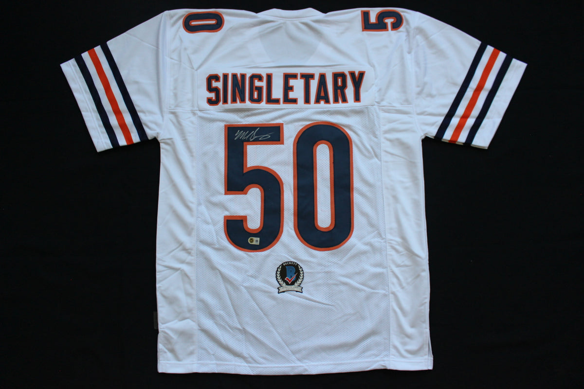 MIKE SINGLETARY CHICAGO BEARS SIGNED WHITE JERSEY Baylor Bears BAS COA