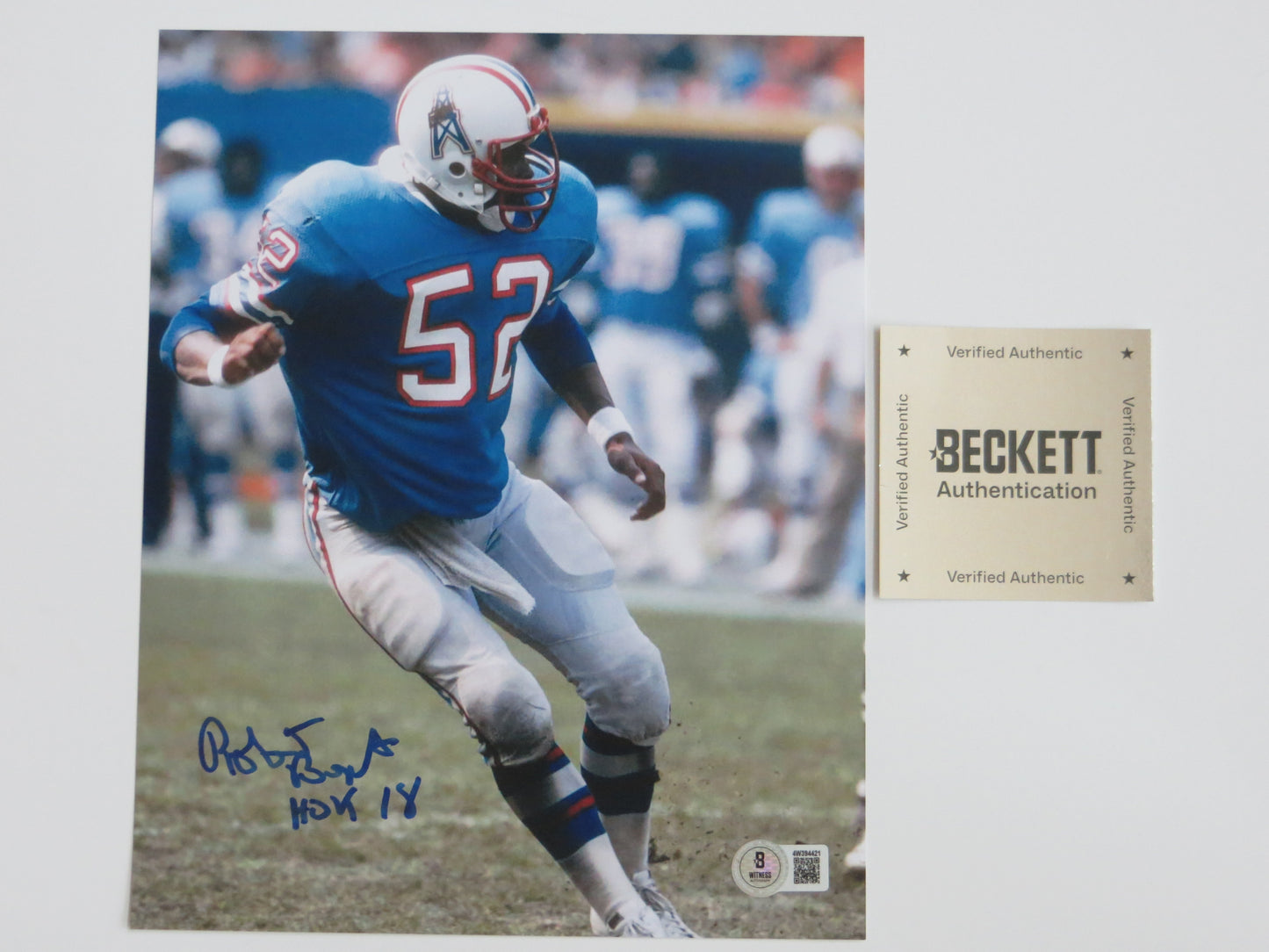 ROBERT BRAZILE HOUSTON OILERS SIGNED 8x10 PHOTO w/HOF 18 BAS COA