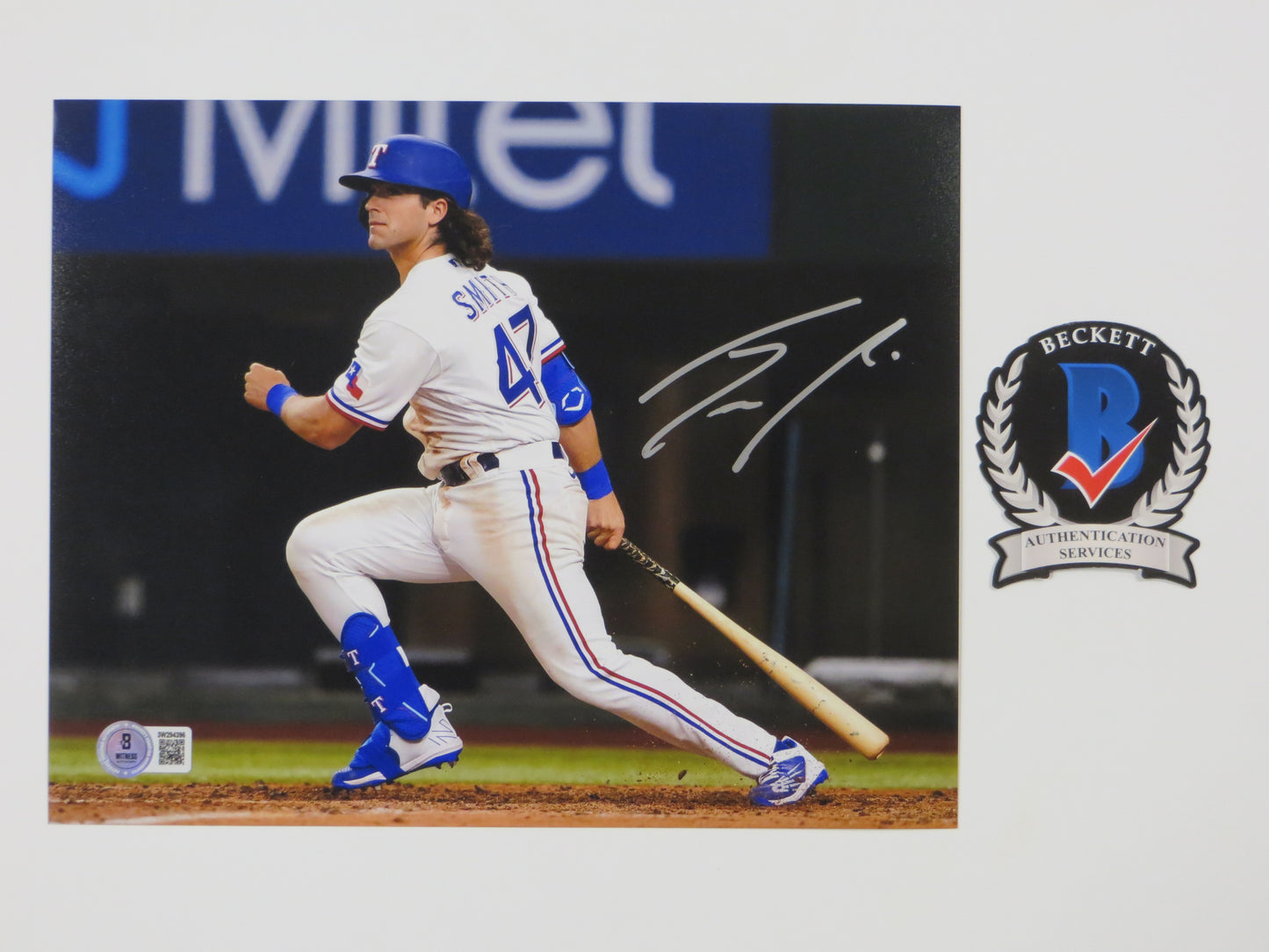 JOSH SMITH TEXAS RANGERS SIGNED 8x10 PHOTO Globe Life Field At-Bat BAS COA