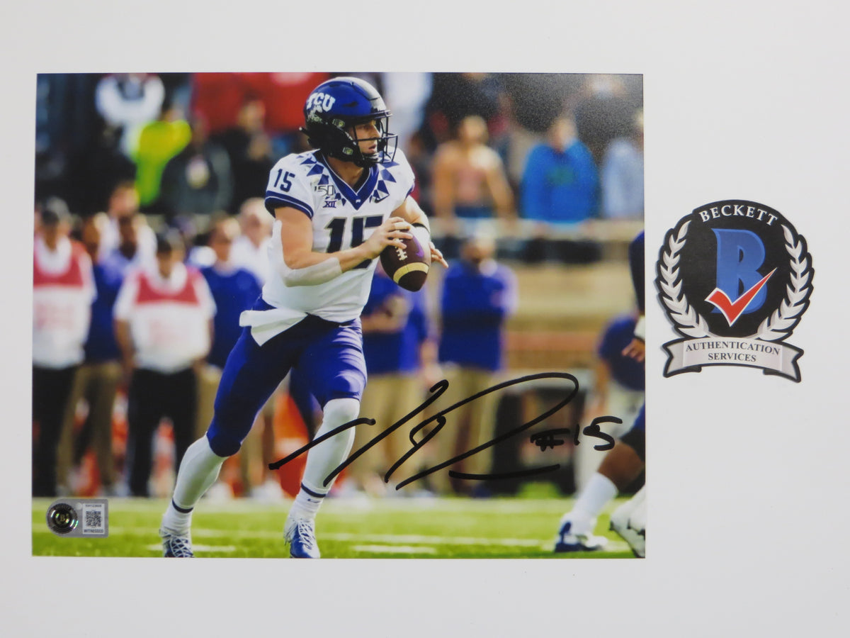 MAX DUGGAN TCU HORNED FROGS SIGNED White Jersey 8x10 PHOTO BAS