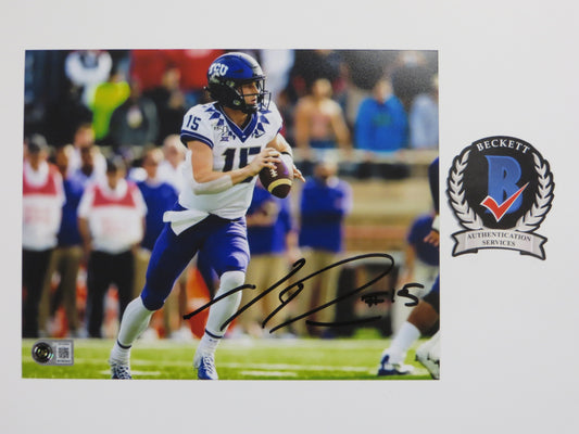 MAX DUGGAN TCU HORNED FROGS SIGNED White Jersey 8x10 PHOTO BAS
