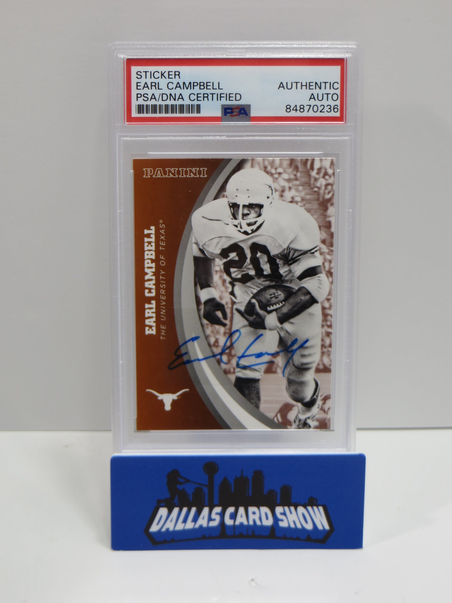 EARL CAMPBELL SIGNED 2015 PANINI COLLEGE #73 Football Card PSA SLAB Authentic AUTO