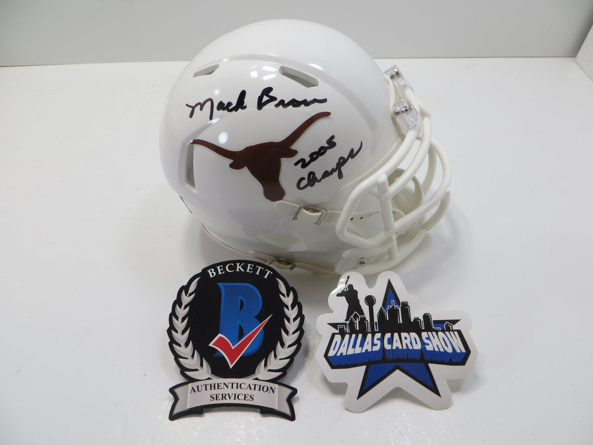MACK BROWN TEXAS LONGHORNS SIGNED MINI HELMET w/05Champs BAS