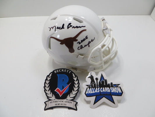 MACK BROWN TEXAS LONGHORNS SIGNED MINI HELMET w/05Champs BAS