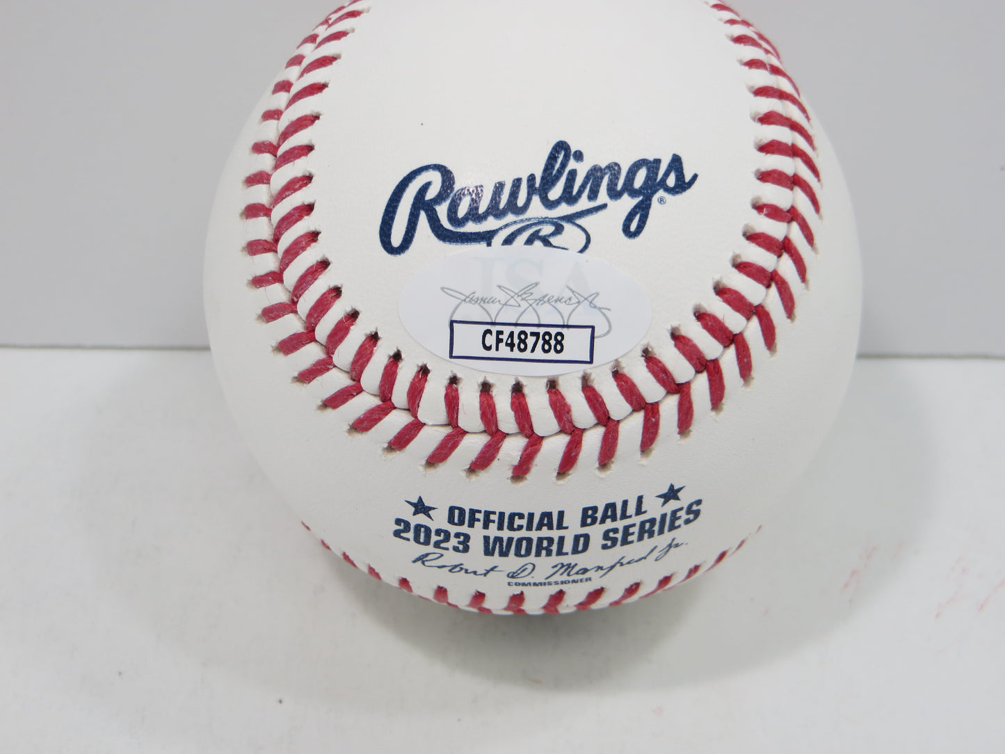 BRUCE BOCHY SIGNED Rawlings 2023 World Series BASEBALL w/INSC Texas Rangers JSA