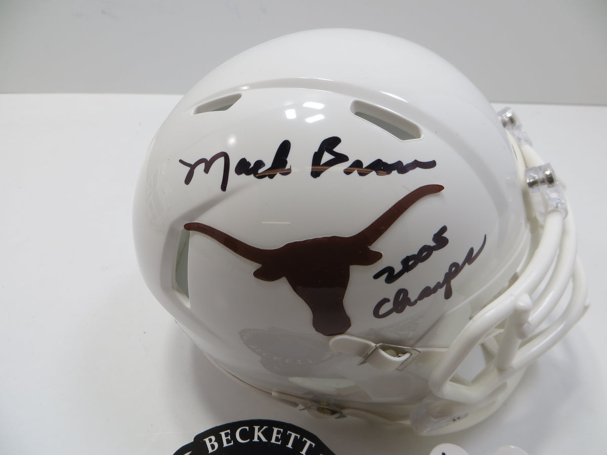 MACK BROWN TEXAS LONGHORNS SIGNED MINI HELMET w/05Champs BAS
