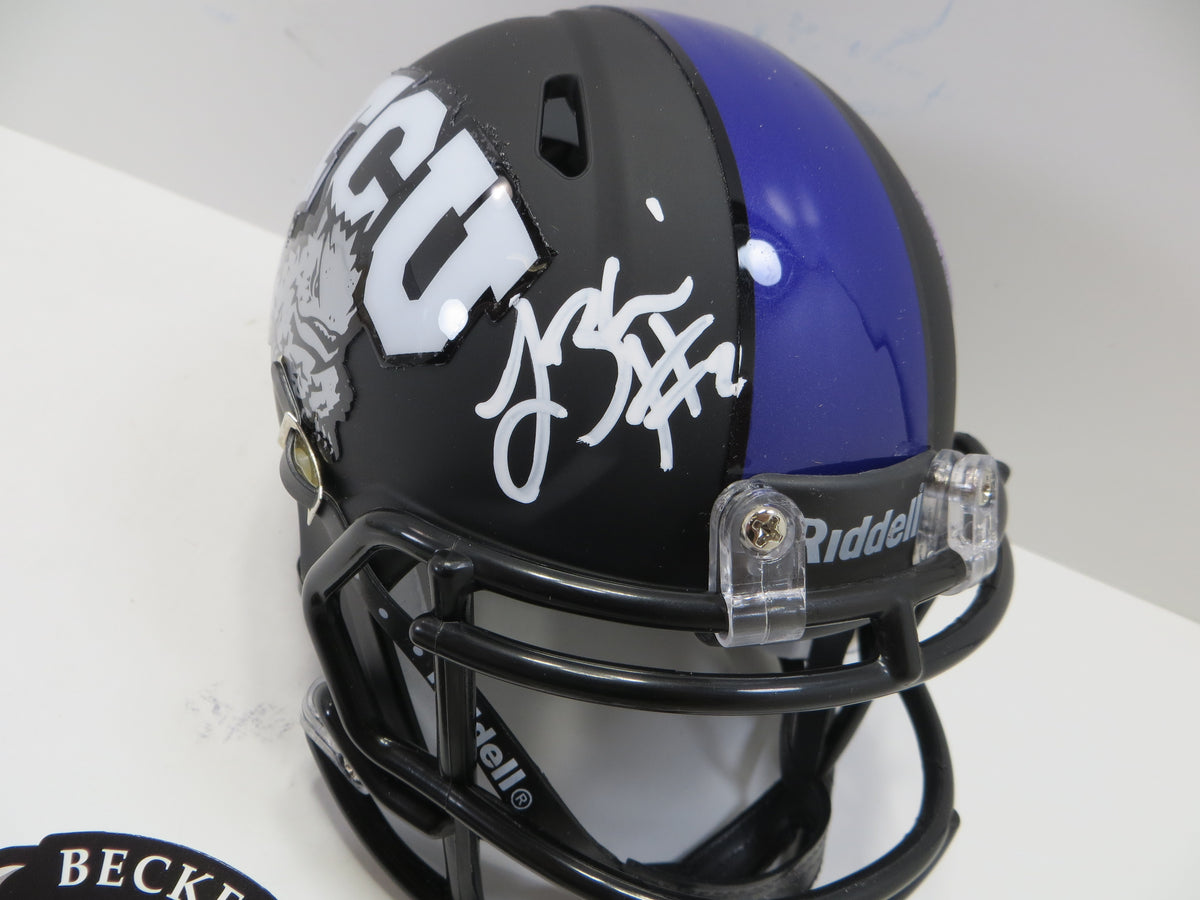 TREVONE BOYKIN TCU HORNED FROGS SIGNED Black MINI HELMET BAS