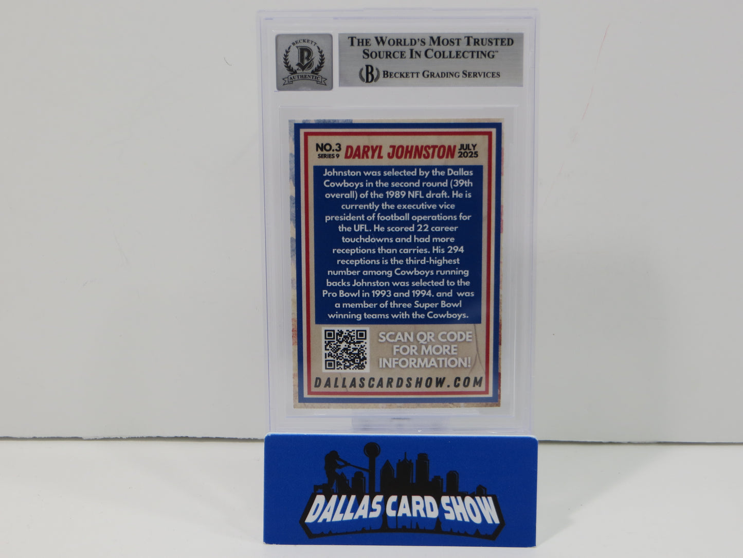 2025 Dallas Card Show Series 9 DARYL JOHNSTON SIGNED Dallas Cowboys BGS 10 Auto