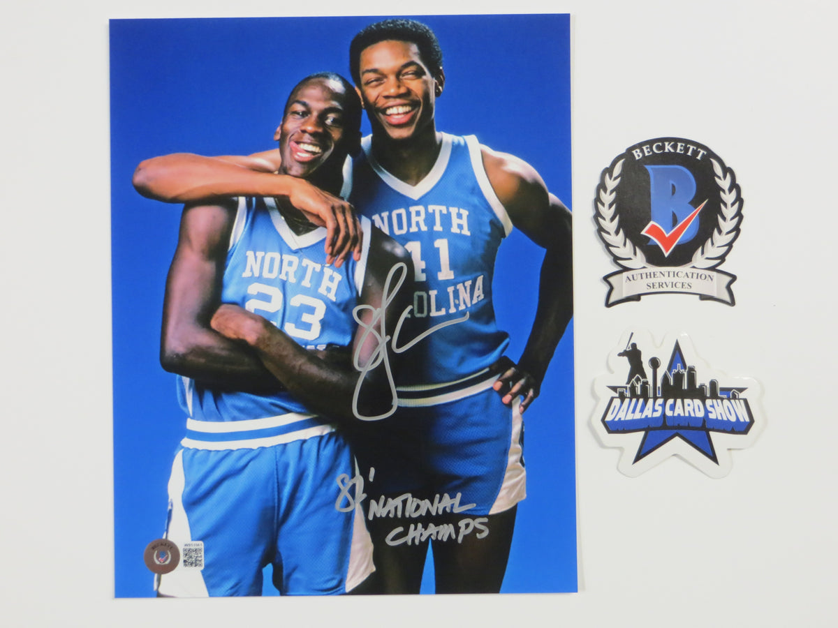 SAM PERKINS UNC Tar Heels SIGNED 8x10 PHOTO w/MichaelJordan 82Champs BAS