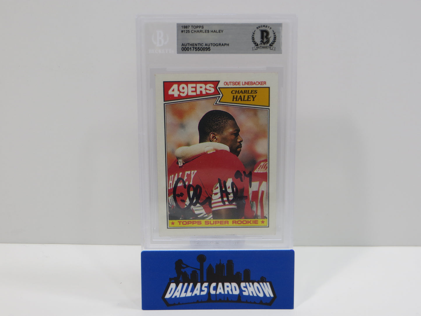 CHARLES HALEY SIGNED 1987 TOPPS #125 COWBOYS 49ers BGS BAS SLAB